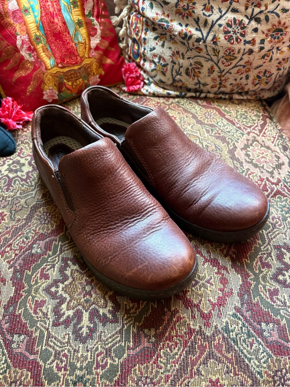 Slip-On Casual Leather Shoes - Brown Walking Office Orthopedic Comfy